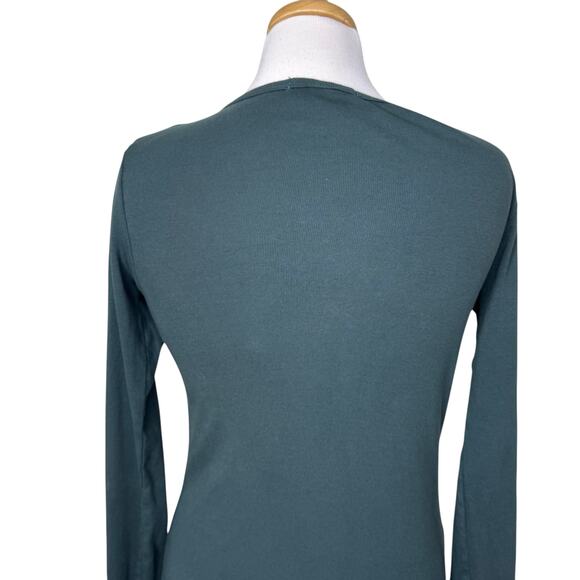 PRAIRIE UNDERGROUND Crewneck Cotton Long Sleeve Bodycon Dress Green MEDIUM - Picture 8 of 10